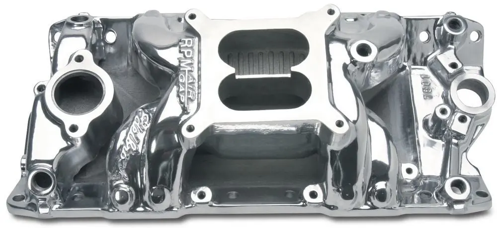 75011 Performer Rpm Air-Gap Polished Intake Manifold For Small Block Chevy 1