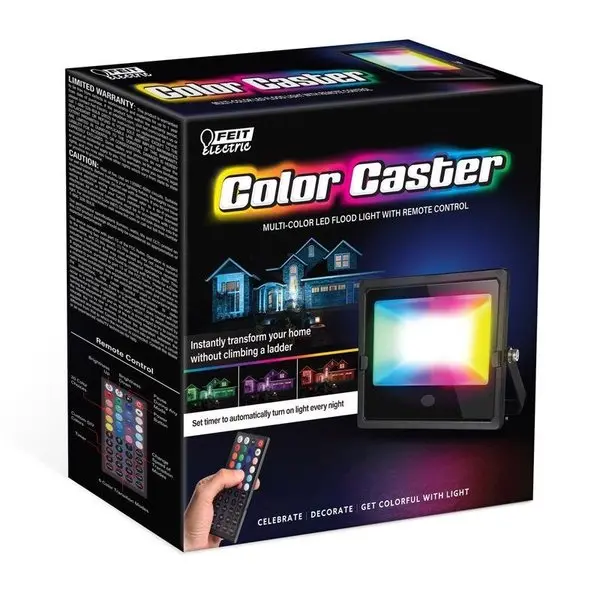 Color Caster Plug In/Remote 30 W Led Floodlight 1 Pk 1