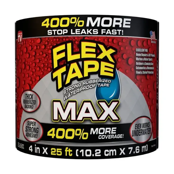 Flex Seal Family Of Products  Max 4 In. W X 25 Ft. L Black Waterproof Repair Tape 1