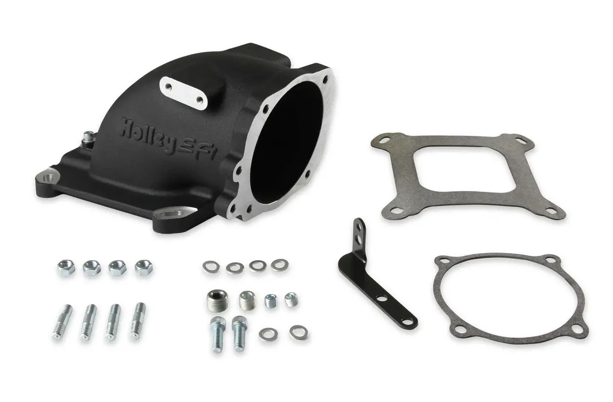 Holley 300-240Fbk Efi Throttle Body Intake Elbow 4150 - Fits Ford Throttle Bodies-Black Finish 1