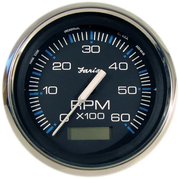 Chesapeake Black 4 Tachometer Hourmeter 6000 Rpm 1