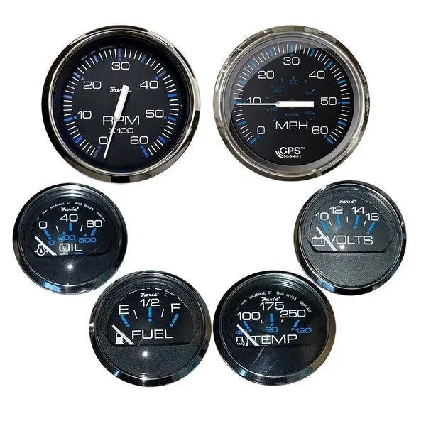 Chesapeake Black Wss Bezel Box Set Of 6 Gauges 1