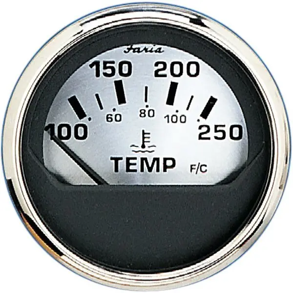 Spun Silver 2 Water Temp Gauge 100  250F 1