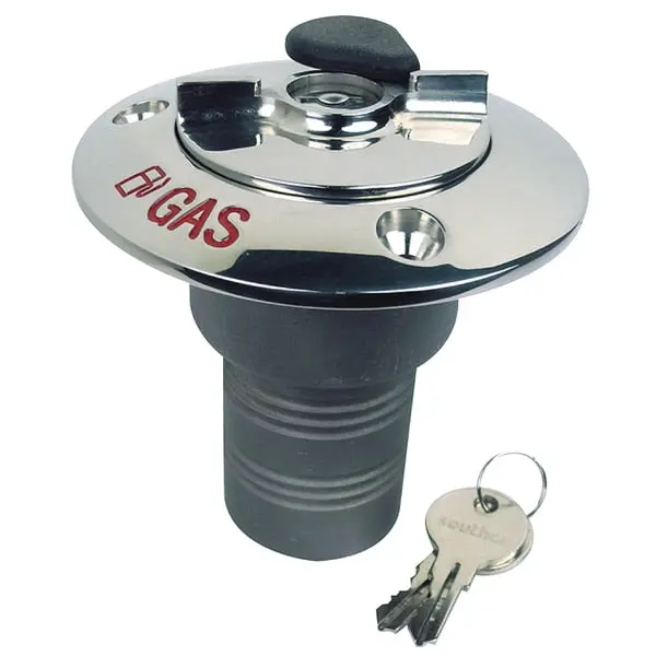 Ss Gas Lock Deck Fill Plate W/Locking Cap (Cable Tether), 1-1/2" Hose 1