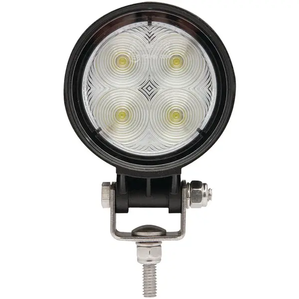 White Led Flood Beam Round Work Light,  12/24V,  4 Leds,  670 Lumens 1
