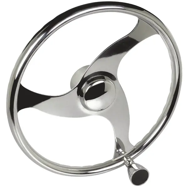 3 Spoke Stainless Steel Steering Wheel With Turning Knob 1
