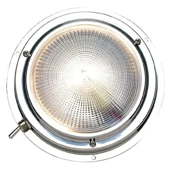 Polished Stainless Steel Bright White Dome Light,  2" H 1