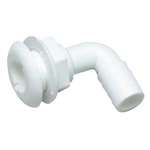 90 Degree Plastic Thru-Hull,  One Nut Application,  White 1