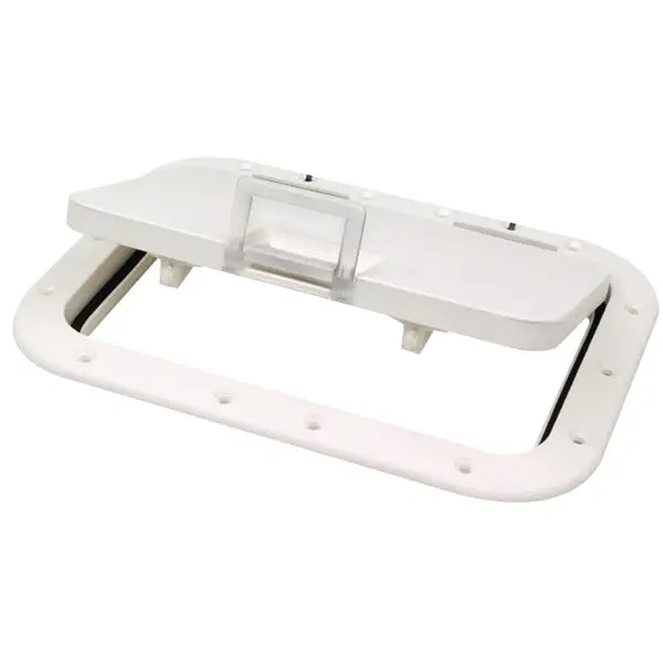 Polypropylene 7"X11" Id Hatch W/Molded In 100 Degree Ss Hinge,  Arctic 1