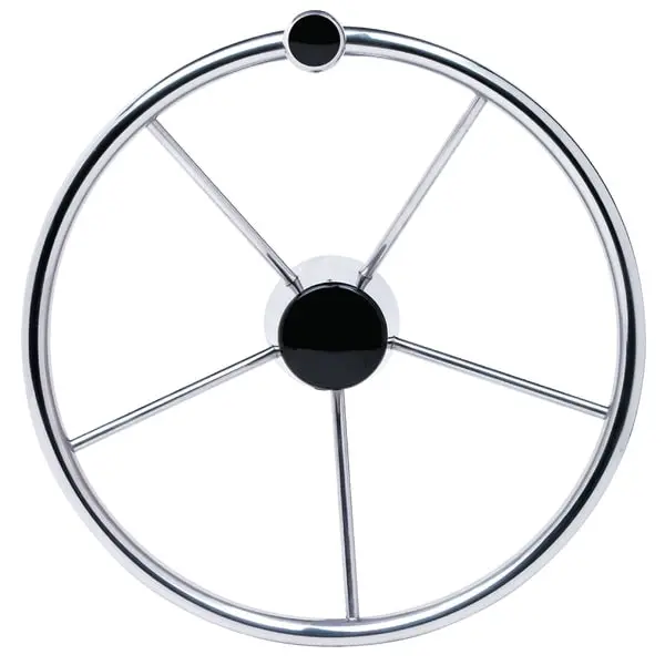5 Spoke 15" Ss Destroyer Wheel W/Turning Knob & Black Center Cap 1