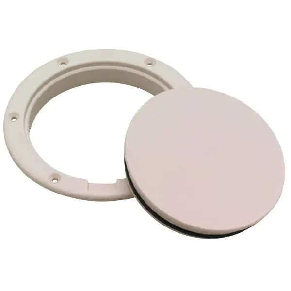 Polypropylene Pry-Up Deck Plate,  White,  Hole: 10-5/8" 1