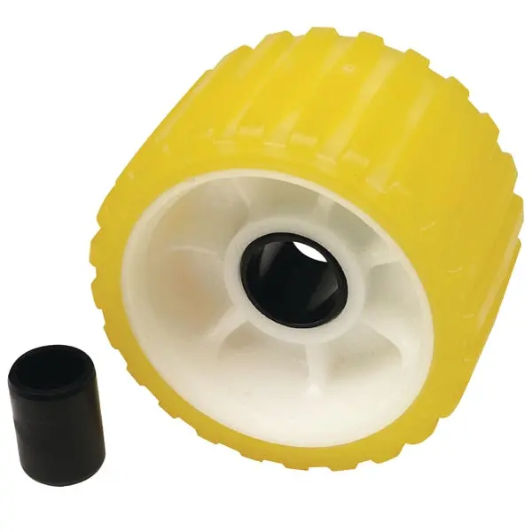 Non-Marking Tp Yellow Rubber Ribbed Roller 5" Dx3" W W/1-1/8" Id Hole 1