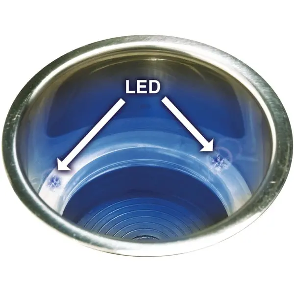 Ss Recessed Drink Holder W/Blue Led Light,  4-1/4" Odx3-7/8" D 1