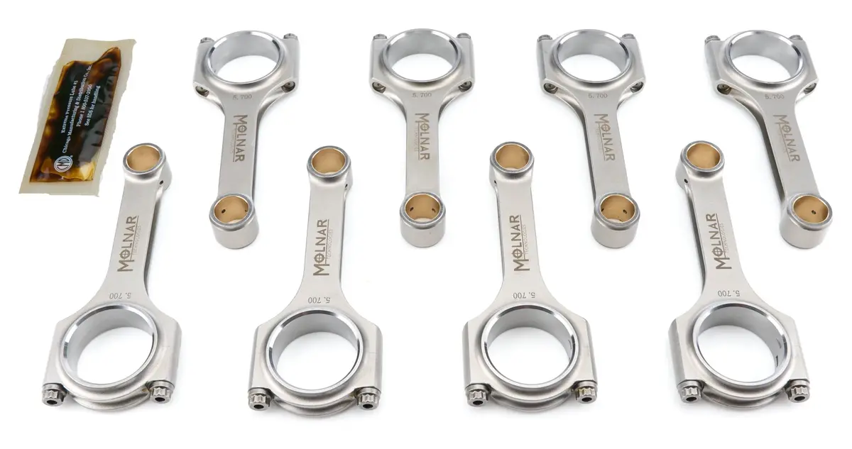 Molnar H5700gaeb-Ss8-A 5.700 Lightweight H-Beam Rod Set For Chevrolet Sbc  W/ Honda Pin 1