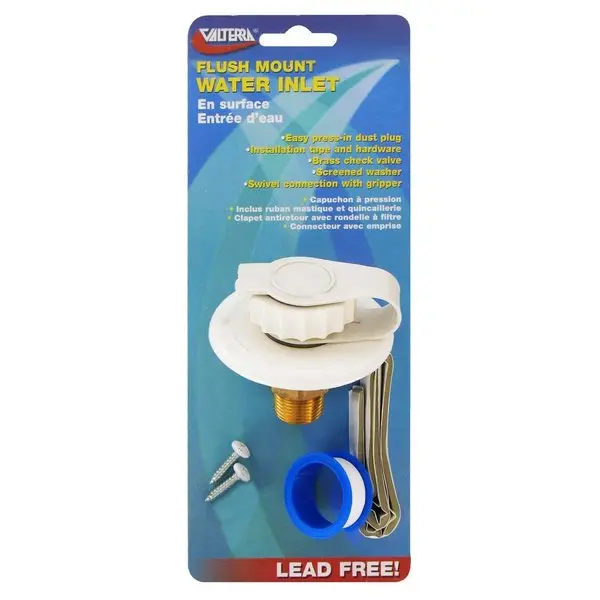 Water Inlet,  2-3/4In Plastic Flange,  White,  Lead-Free,  Carded 1