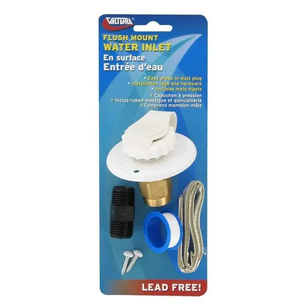 Water Inlet,  2-3/4In Metal Flange,  White,  Lead-Free,  Carded 1