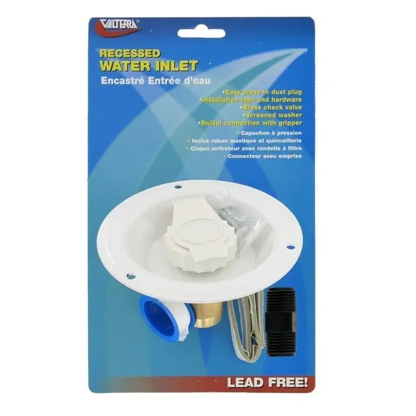 Water Inlet,  Metal Recessed Flange,  White,  Lead-Free,  Carded 1