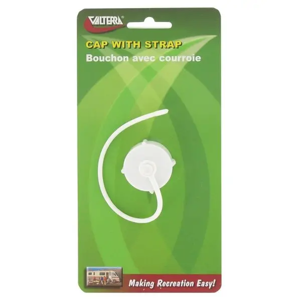 Hose Cap,  3/4In,  With Strap,  White,  Carded 1