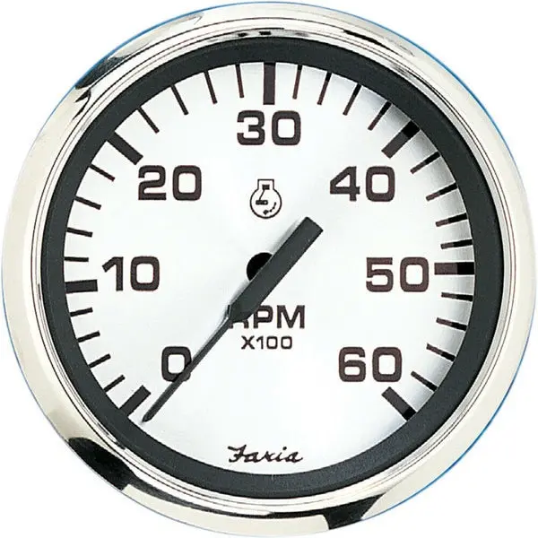 Faria 36004 Spun Tachometer Gauge 6000 Rpm Gas Inboard - Silver,  4" 1
