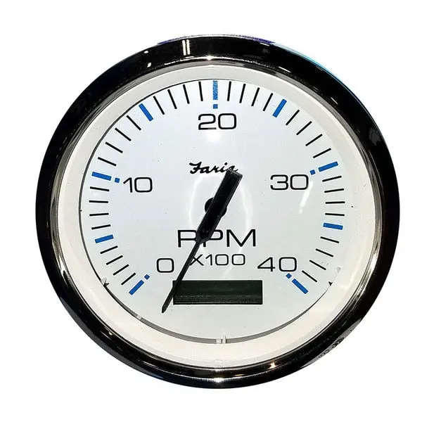 Faria 33834 Chesapeake Tachometer Gauge With Hourmeter Diesel - White Ss,  4" 1