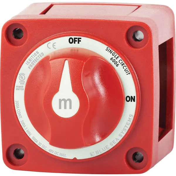 Blue Sea Systems 6006-Bss M-Series Mini On-Off Battery Switch With Knob- Red 1