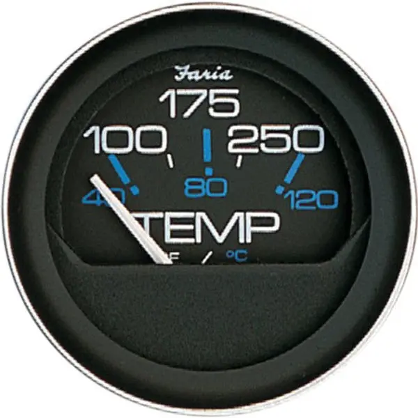 Faria 13004 Coral Water Temperature Gauge (100-250Â°F) - 2",  Black 1