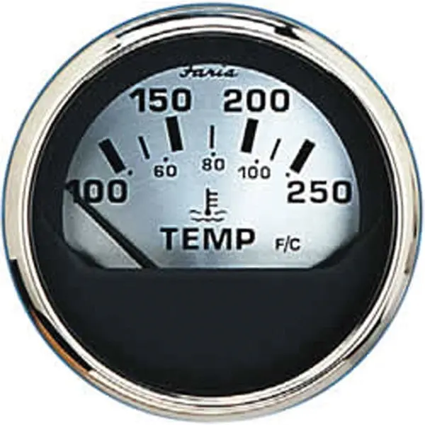Faria 16004 Spun Silver Water Temperature Gauge 1