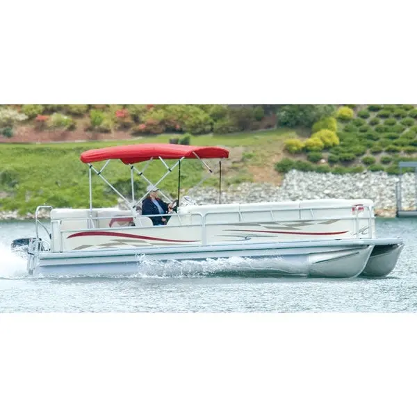 Carver 510Al07 Sunbrella Pontoon Bimini Top W Running Light Cut-Out-Jockey Red,  Fits Frame 50510 1