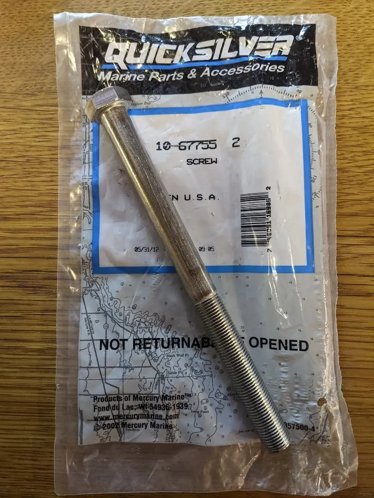 Genuine Oem Mercury Marine Quicksilver 10-67755 2 Transom Mounting Bolt 1