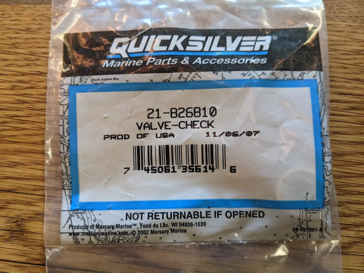 Mercury Quicksilver - Check Valve - 21-826810 - New Old Stock 1