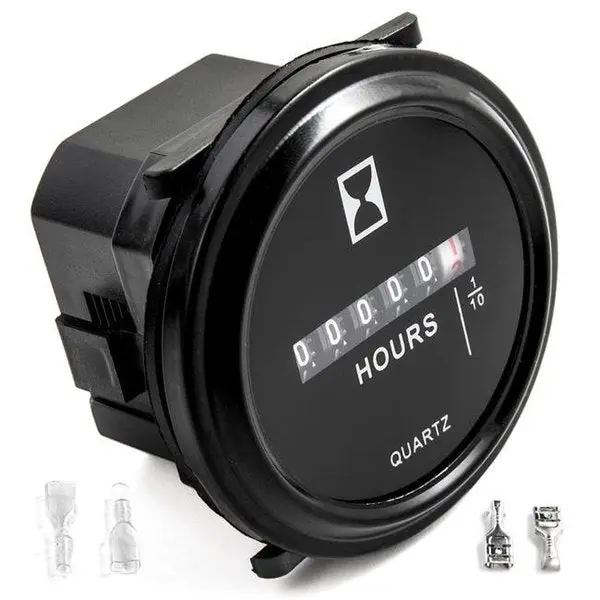 Kapsco Moto Nptc-Sh01-3O 2 In. Waterproof Quartz Round Hour Meter Gauge For Marine Boat John Deere Fork Lift & Cat Tractor; Black 1