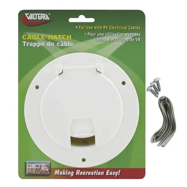 Valterra V46-A102135vp Large Round Cable Hatch; White - Carded 1