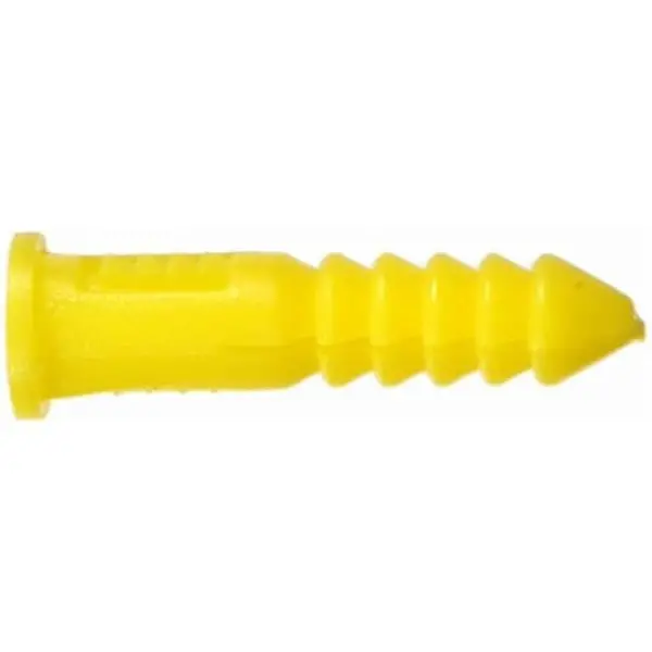 Hillman Fasteners 370326 1 In. Yellow Ribbed Tapered Plastic Anchor; 100 Pack 1