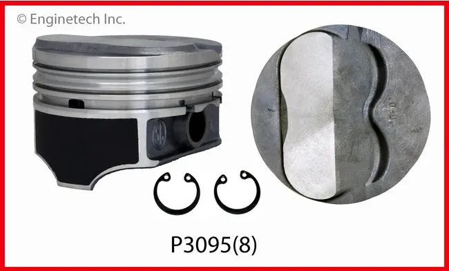 Enginetech P3095(8) Claimer Hypereutectic Dome Coated Skirt Pistons Set For Gm Chevrolet 350 5.700" Floating Rod 2