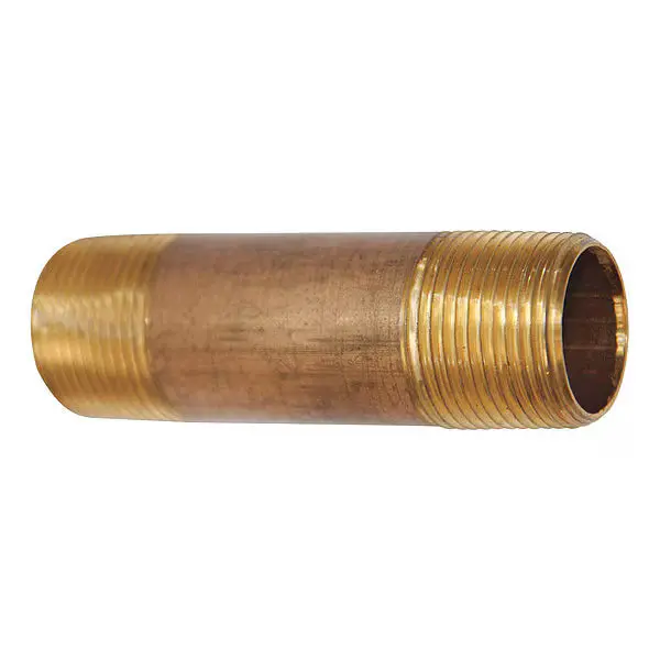 1/2" Mnpt X 6-1/2" Tbe Red Brass Pipe Nipple Sch 4 1