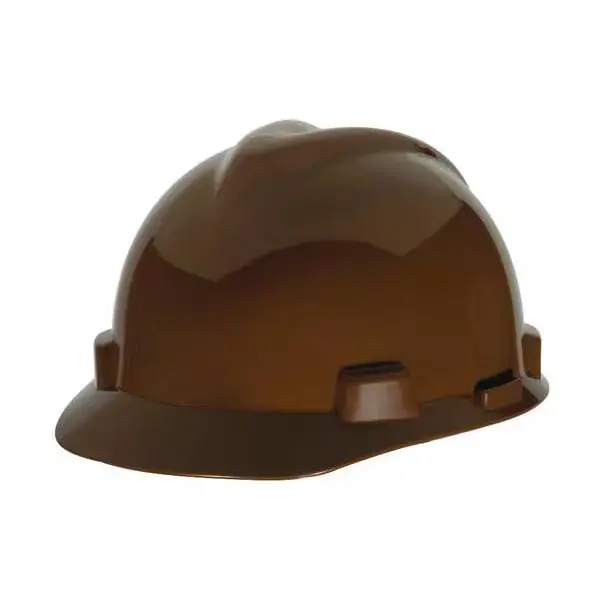V-Gard Front Brim Hard Hat, Slotted, Cap Style, Type 1, Class E, Staz-On Pinlock Suspension, Brown 1