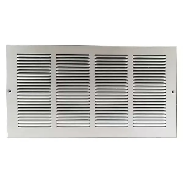 Ceiling/Wall Return Air Grille, 17-3/4 In W X 9-3/4 In H X 1/4 In D, Louvered, White, One Way Flow 1