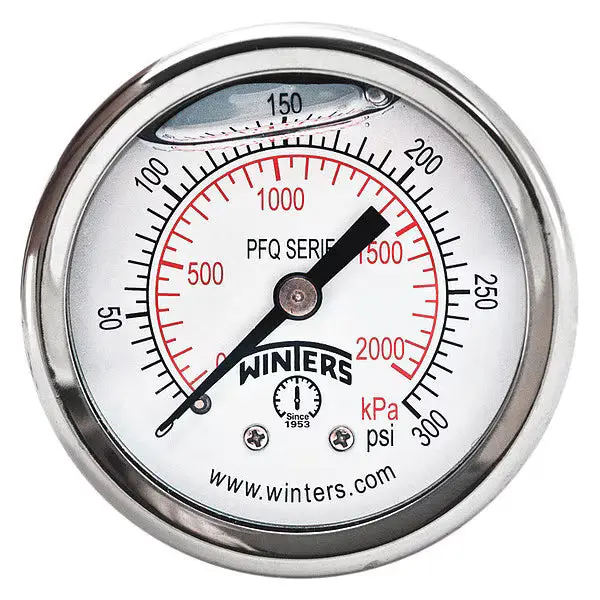 Panel-Mount Pressure Gauge, 0 To 300 Psi, 2 In Dial, 1/8 In Npt, Center Back Location 1