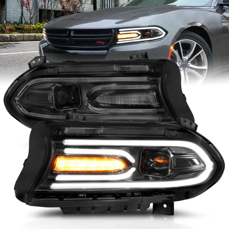 Anzo 121559 Projector Headlights Plank Style Black For 2015-2018 Dodge Charger 1