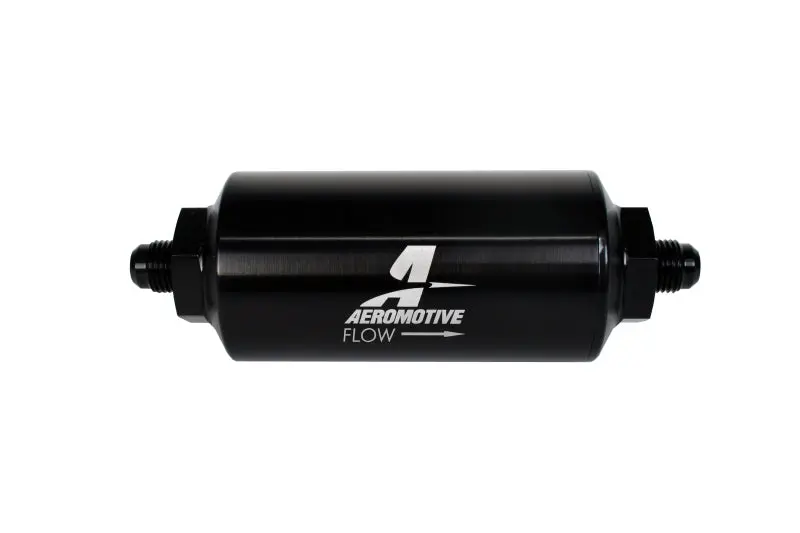 Aeromotive In-Line Filter - (An-6 Male) 40 Micron Stainless Mesh Element Bright Dip Black Finish 1