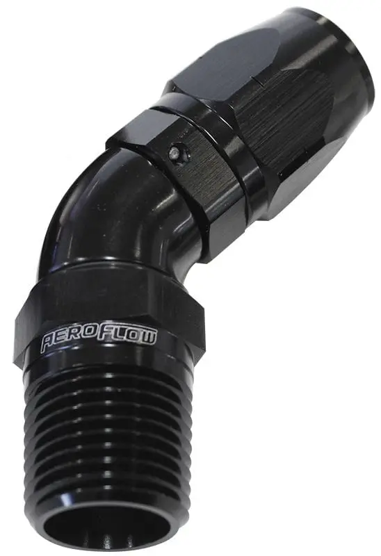 3/4" Male Npt To -16An 45° Full-Flow Swivel Hose Fitting – Black Anodized (Af528-16-12Blk) 1