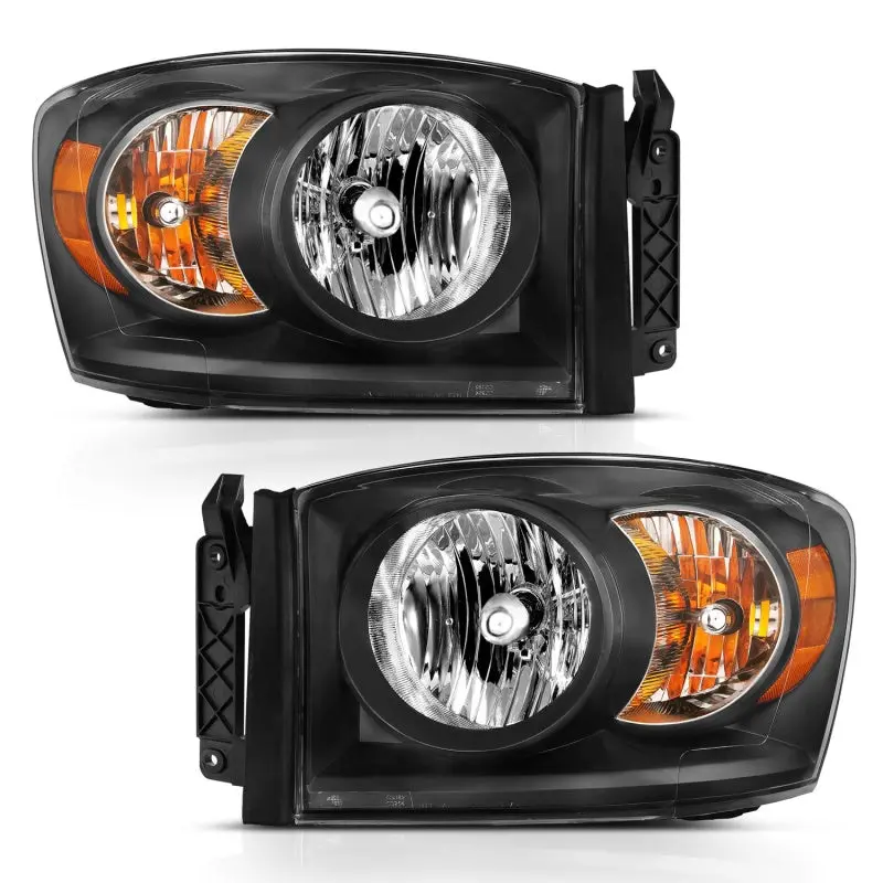 Anzo 111427 Crystal Headlight  Black Amber For 2006-2009 Dodge Ram 1500 1