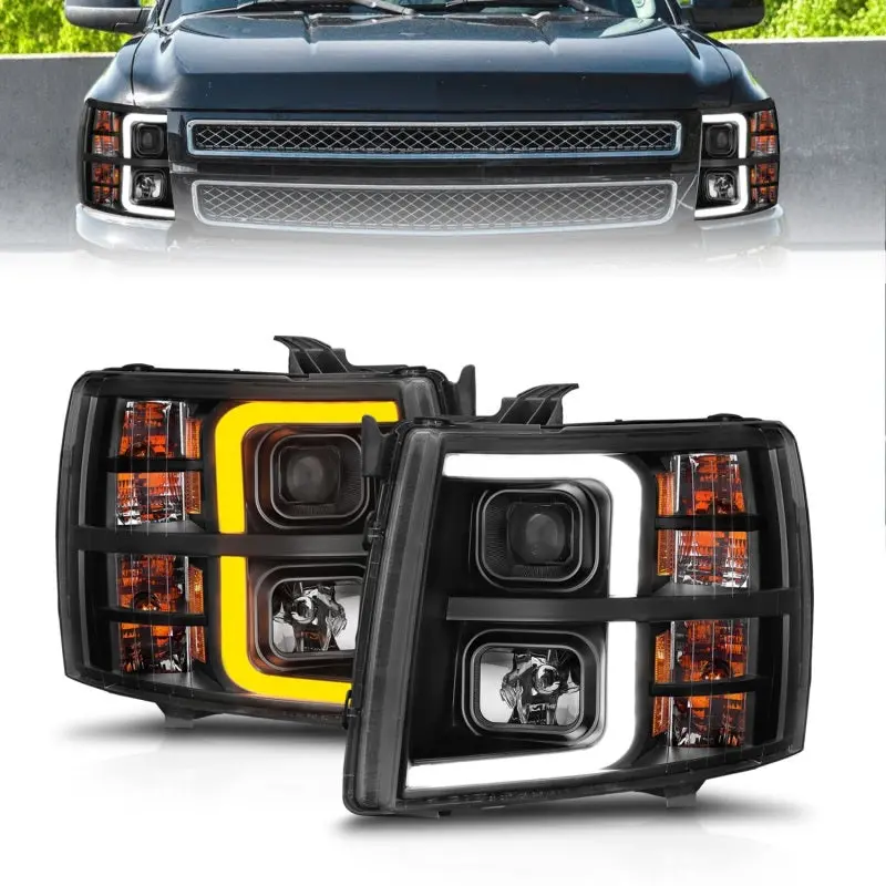 Anzo 2007-2013 Chevrolet Silverado 1500 Projector W/ Light Bar Black Housing W/ Sequential 1