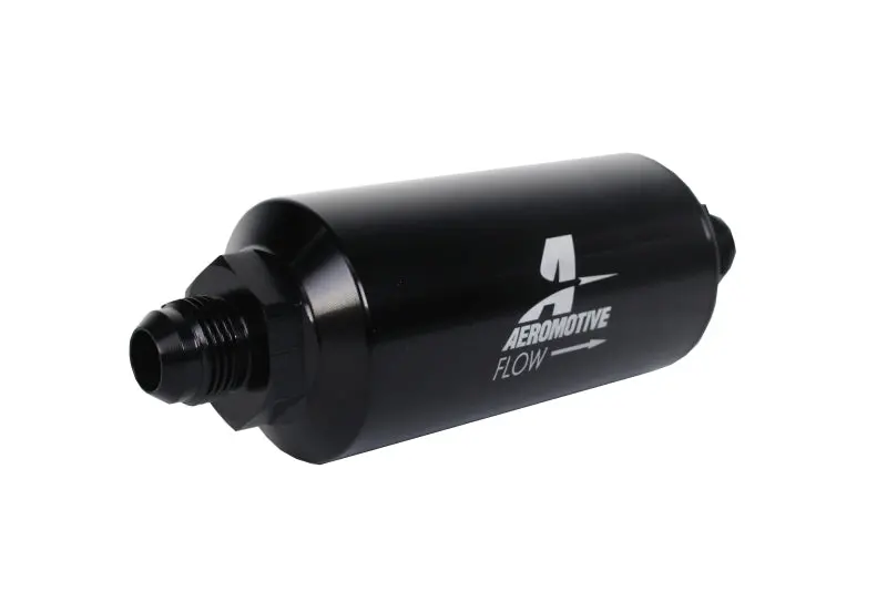Aeromotive In-Line Filter - (An -8 Male) 10 Micron Fabric Element Bright Dip Black Finish 1