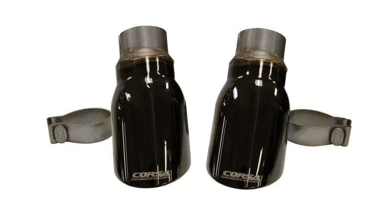 Corsa 15-17 Dodge Charger R/T Pursuit Valance 2.5In Inlet / 4In Outlet Black Pvd Tip Kit 1