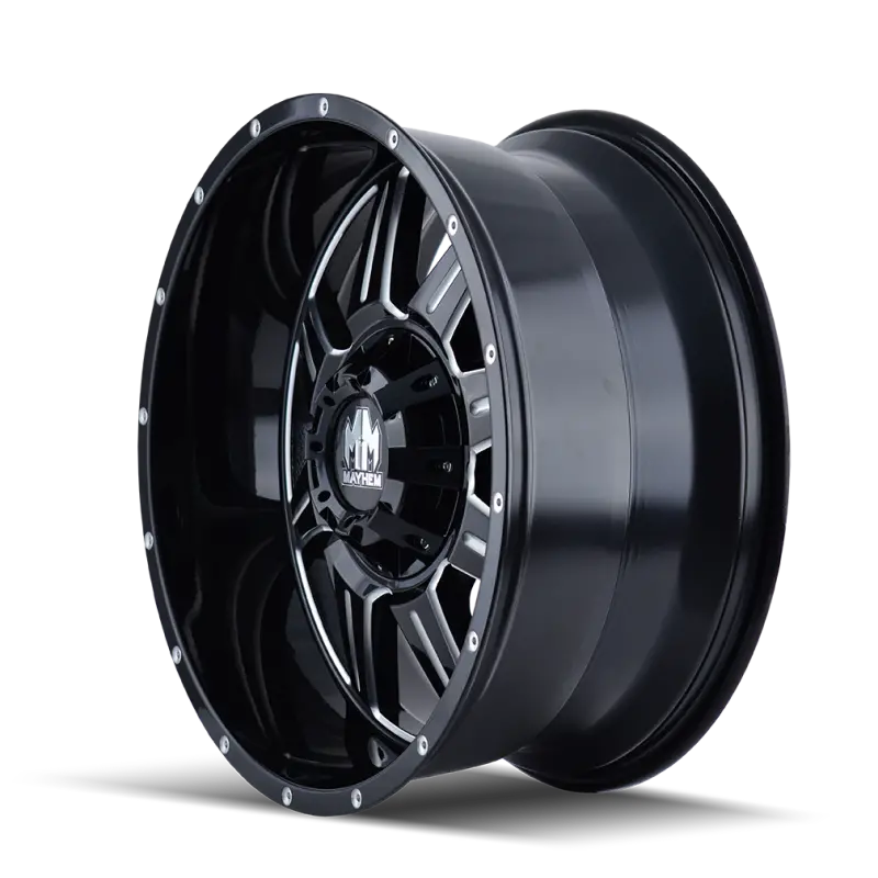 Mayhem 8100 Monstir 17X9 / 8X165.1 Bp / -12Mm Offset / 130.8Mm Hub Black W/ Milled Spokes Wheel 2