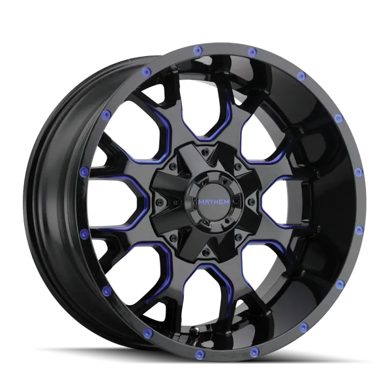 Mayhem 8015 Warrior 20X9 / 5X127 Bp / 0Mm Offset / 87Mm Hub Black W/ Prism Blue Wheel 1