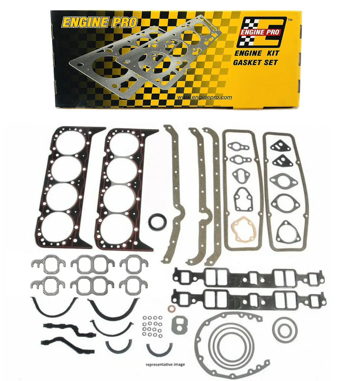 Engine Pro 30-1000 Overhaul Gasket Set Kit For Chevrolet Sbc 265 283 302 307 327 350 5.7L W/ 2 Piece Rear Seal 1