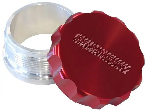 2.5-Inch Billet Aluminum Weld-On Fuel Fill Neck With Red Anodized Cap – Af460-40R 1