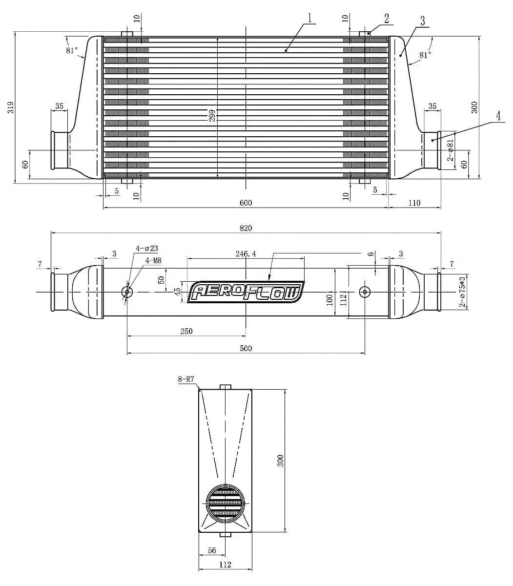 Polished Aluminum Street Series Intercooler – 600X300X76Mm Core Dimensions 2